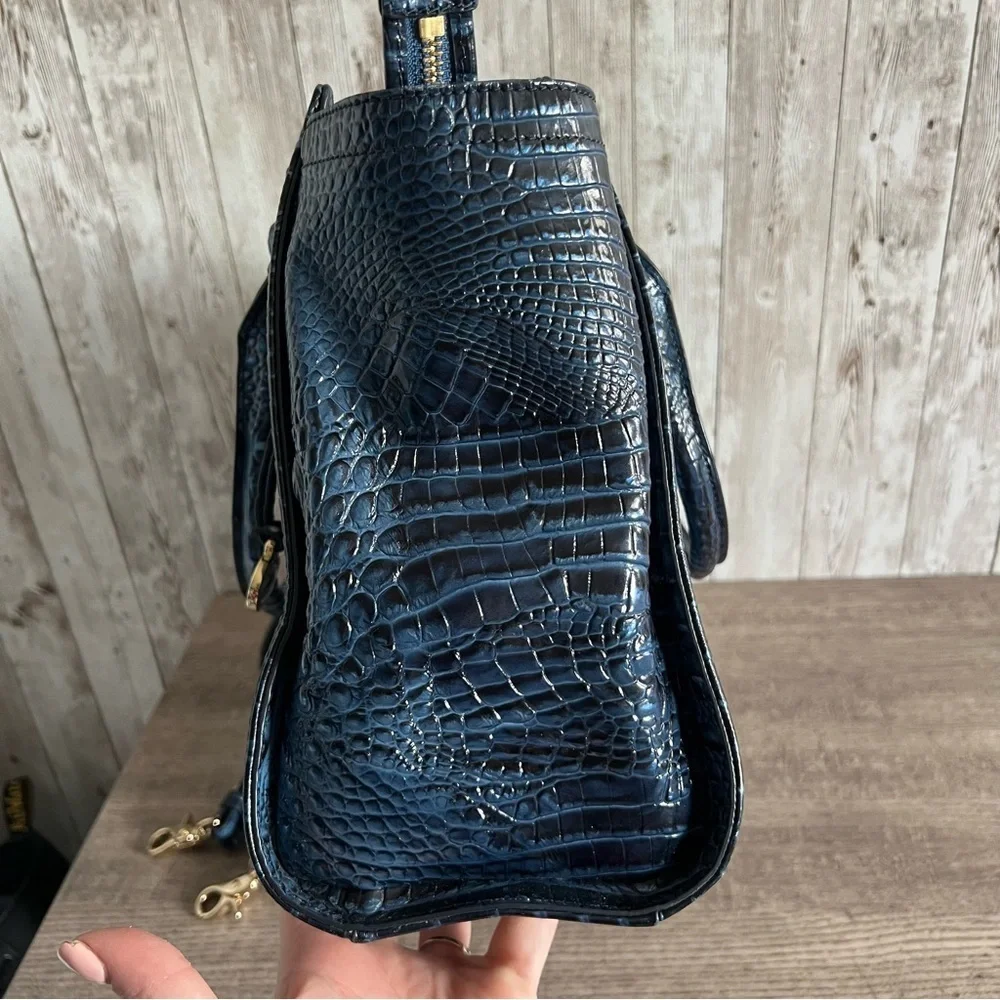 Brahmin Aubree Satchel Maritime Navy Crocodile-Embossed Leather